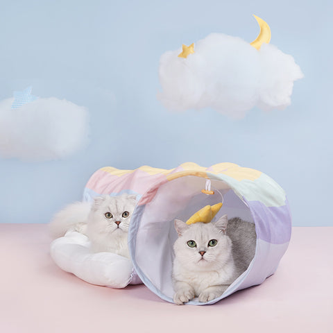 Image of Cat Toy Rainbow cat Tunnel Bed Cat Passageway Rolling Floor Dragon Removable And Washable Cat Litter Four Seasons General Villa Cat Toy