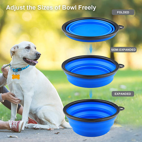 Image of 350 And 1000ML Dog Bowls Folding Silicone Puppy Food Container Portable Cat Water Feeder For Travel Walking Pet Supplies