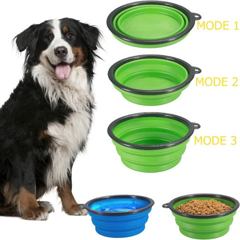 Image of 350 And 1000ML Dog Bowls Folding Silicone Puppy Food Container Portable Cat Water Feeder For Travel Walking Pet Supplies